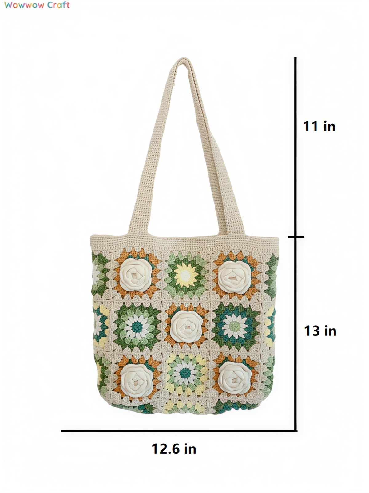 Shoulder Bags,Totes,Crochet Bags,Granny Square Tote crocheted with Snow Fairy Yarn - Beautiful Hand-Crocheted Shoulder Bag